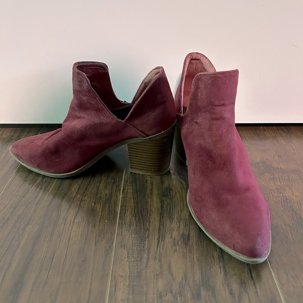 Burgundy Suede Booties